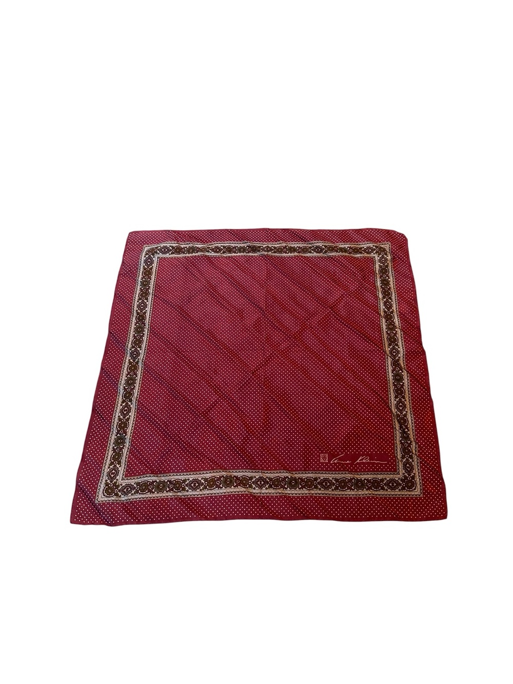 Vintage Anne Klein Silk Scarf Ornamental Border Quiet Luxury Old Money Heritage